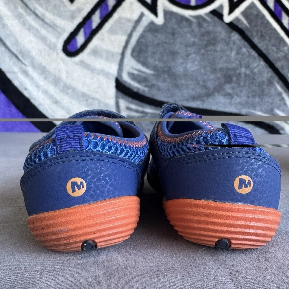 Size 8.5 - Merrell Kids Bare Steps H2o Water Shoe, Little Kid Blue/Orange